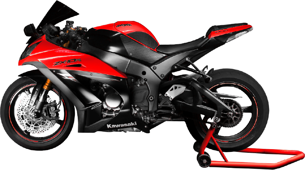 Moto deportiva roja y negra